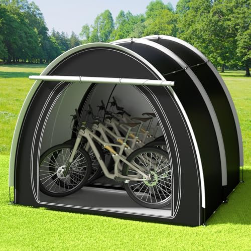 2 Carpas para Guardar Bicicletas al Aire Libre, Gran Cobertizo Empalmable 2 en 1 Impermeable con Puertas Dobles, Cubiertas para Bicicletas EU-DCZP-PJ-02