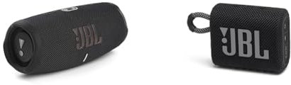 JBL Charge 5 – Enceinte Portable Bluetooth avec Chargeur intégré – Son Puissant et Basses Profondes & GO 3 – Enceinte Bluetooth Portable et légère, aux Basses intenses et au Style Audacieux