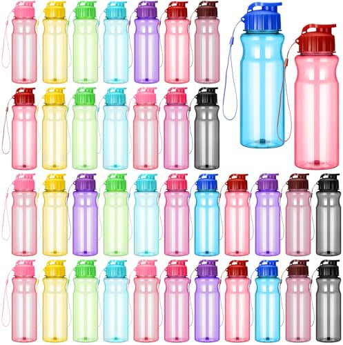 Tioncy 50 Pcs 17 oz Plastic Water Bottles with Flip Caps