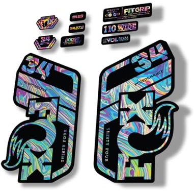 Autocollant de rechange pour fourche Fox 34 2021 Performance Series Oil Slick 1 (brillant)