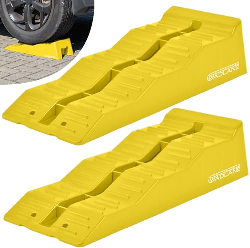 GADLANE Auffahrkeile für Wohnmobil - 3 Stufen Caravan Levelling Ramp Set, Höhenwahl 38mm 68mm 96mm, Auffahrkeile für Wohnwagen, 4.5 Tonne Kapazität 2 Stück - Gelb