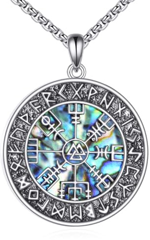 DAYLINLOVE Wikinger Kompass Halskette 925 Sterling Silber Kette Geschenk für Männer Mädchen