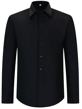 MISEMIYA - Camisa Camarero Hombre con Mangas LARGAS - Uniforme HOSTELERIA para Hombre - 8734 - XL, Negro