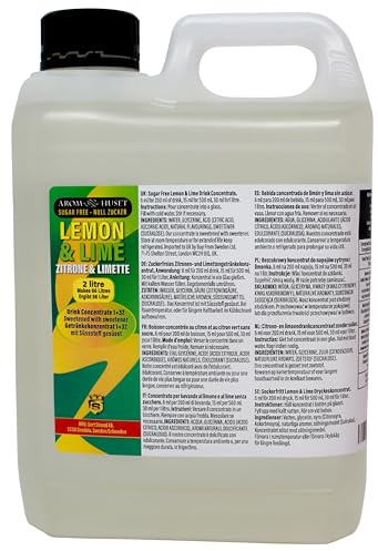 2Litres Lemon-Lime Diluting Concentrate - Sugar-Free & Highly Concentrated - Makes 16.5Litres of Still Drinks - Easy 1:32 Mixing Ratio - Refreshing Lemon-Lime Flavor Squash Syrup for Drinks