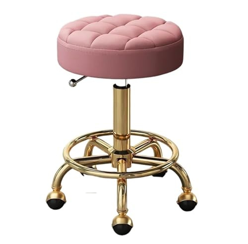 BOJHGO Rollhocker Master Chair Beauty Salon Hocker Friseurstühle mit Rollen und Rückenlehne, Drehhocker mit Rollen, Gewerbemöbel(Golden pink)