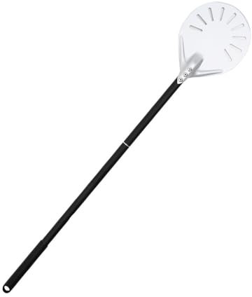 Pala rotante per pizza in alluminio con manico in metallo perforato rotondo set per accessori per pizza (6 pollici 82 cm argento)