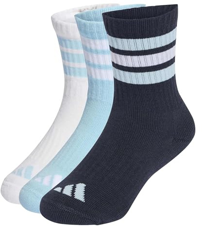 adidas Uniseks - dzieci 3STRIPES CUSHIONED SPORTSWEAR CREW SOCKS 3 PAIR PACK, night navy/icey blue/white, 2-3 Years