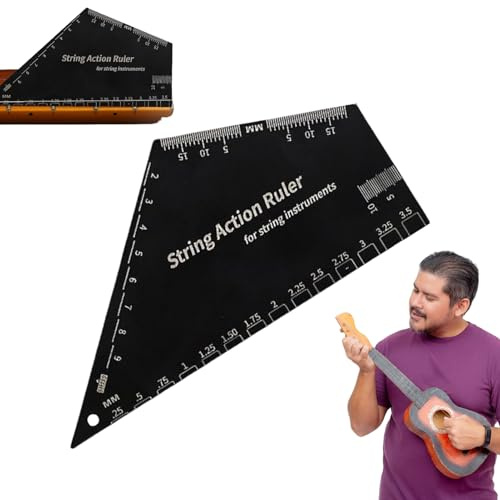 Gitarrenhals Fret-Rocker Präzisions-Geradkantenlineal Messwerkzeug | Edelstahl Saitenhöhen-Einstelllineal für Bass für Gitarrenbauer Mandolinen Banjos Bässe Reparatur Wartung Einstellung