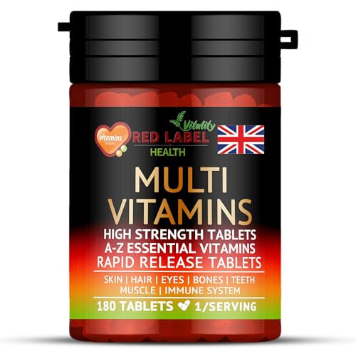 Red Label Health Multivitamin 180 Tablets (6 Months Supply) for Men & Women High Strength Multi Vitamins Supplement for Immune Support & Wellbeing, One a Day Multivitamins