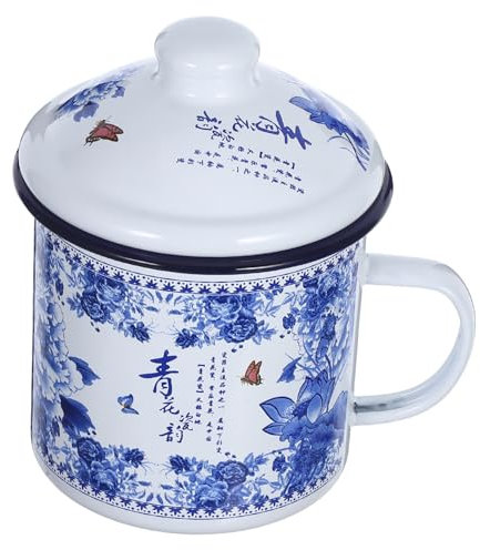 ABOOFAN Tazza in Smalto Retrò Blu e Bianco Da Coppa Resistente in Smalto Con Manico Per Bevande Calde e Fredde Coppa Creativa Riutilizzabile Per Caffè Tè Acqua e Altro