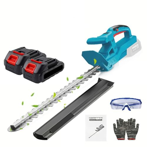 Tagliasiepi professionale senza fili 21V con 7500mAh, batteria e caricatore rapido,doppia lama di taglio,diametro di taglio 15mm, lunghezza di taglio 55cm, per giardino, prato e cortile (Batteria*2)