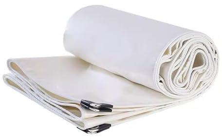 Telone in tela impermeabile resistente, bianco, rinforzato, antivento, antipioggia, con occhielli, per piscine e camper, 4 x 5 m