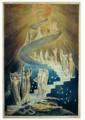 Póster de la escalera de Jacob de William Blake para estética de habitación, lienzo para pared e impresión sin marco, 16 x 24 pulgadas