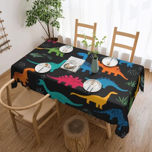 MCJDFWNMKM Tablecloth 54 x 72 Inch Rectangle Washable Table Cloth Desktop Decoration Dinosaur Palm Leaf Table Cover Soil Resistant Water Repellant Fabric Rectangle Tablecloth for Dining Party Wedding