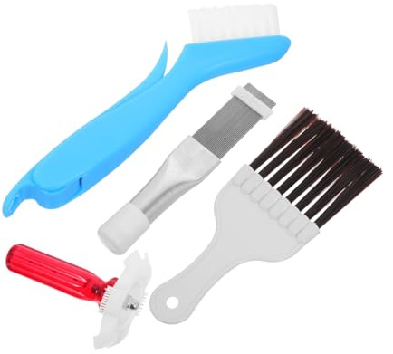 VICASKY 4pcs Air Conditioning Cleaning Brush Condenser Cleaner Air Conditioner Brush Cleaning Tools for Home Ac Condenser Kit Auto Detailing Vent Cleaner Stainless Steel