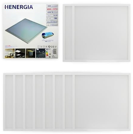 KOMBO HENERGIA - 10 Pannelli LED, 60x60 cm 36W 4600 Lumen, Luce Bianca Naturale 4000K – Driver Lifud, Diffusore Opale, Installazione a Incasso, Design Ultrasottile per Uffici e Negozi
