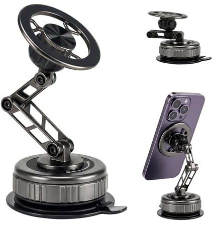 Hoikwo Mobilhållare bil magnet [vakuumsugkopp och 3-axlad konstruktion] Biltelefonhållare för instrumentbräda och fönster, kompatibel med iPhone 17/16/15/13/12 Pro Max