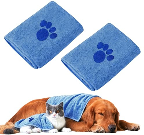 Rairsky 2 Pezzi 75 x 35 cm Asciugamano per Cani o Gatti,Microfibra Super
