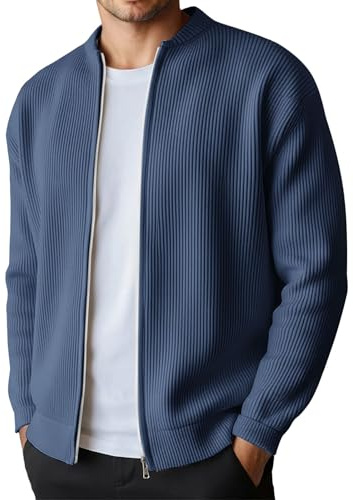Generisch Chaqueta informal para hombre de punto grueso con frente abierto, suéter de manga larga suave para actividades al aire libre, cuello alto cómodo y ligero para el día a día y estilo urbano.