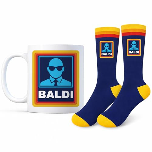 Custom Moments Father’s Day Gift for Dad & Grandad – Funny Baldi Coffee Mug and Novelty Socks Set for Men – Gift for Husband Friend– Birthday & Christmas for Him, Unique Bald Humor Present