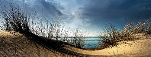 levandeo Glasbild 30x80cm Wandbild Glas Düne Meer Beach Strand Natur Wasser Wanddeko Maritim Deko