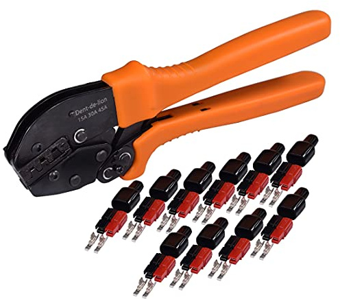Alicates de engarzado manual de trinquete para 15 A, 30 A, 45 A, conectores y 10 baterías de conexión rápida 45 A
