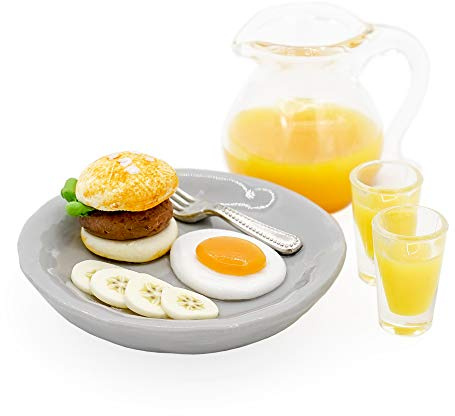 Odoria 1/6 Miniatur Frühstück und Orangensaft Krug Puppenhaus Zubehör