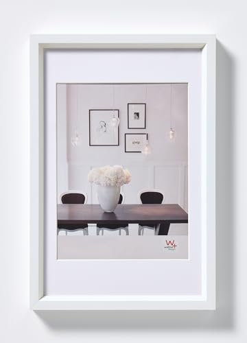 walther design Bilderrahmen weiss 60 x 80 cm mit Passepartout, Steel Style Kunststoffrahmen ES080W