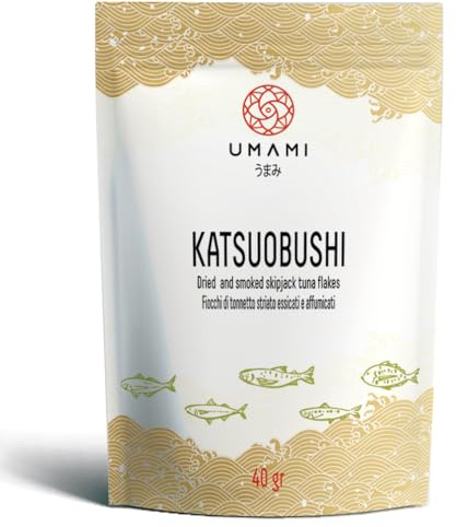 Umami Katsuobushi Scaglie di Tonnetto 40g - Hanakatsuo Autentico - Pesca Sostenibile, Essiccazione Lenta - Ideale per Brodo Dashi, Takoyaki e Okonomiyaki