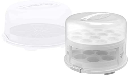 Rotho Fresh kleine und Grosse Tortenglocke mit Haube und Tragegriff, Kunststoff (PP) BPA-frei, Weiss/transparent,