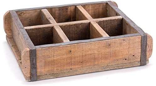 DESIGN DELIGHTS Holz ZIEGELFORM Brick | Massivholz | Vintage Holzkiste, Ziegelsteinform, Holzziegel, Aufbewahrungskiste, Ordnungskiste, Holz Kasten | Anzahl: 6-Fächer
