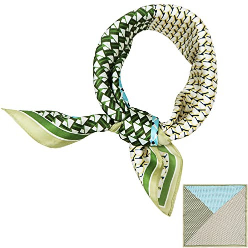 ZhaoCo 100% Natürliche Maulbeerseide Schal, 53x53cm Seidentuch Grafikdruck Klein Weich Quadratisch Seidenschal für Damen