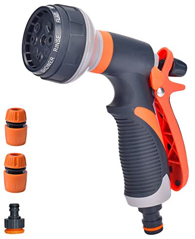 Gartenbrause, Gueche Handbrause Garten Spritzpistolen, 8 Bewässerungsmuster, [Sparen Wassers] Hochdruck Einstellbarer Wasserdurchfluss für Gartenbewässerung, Autowäsche, Haustierdusche