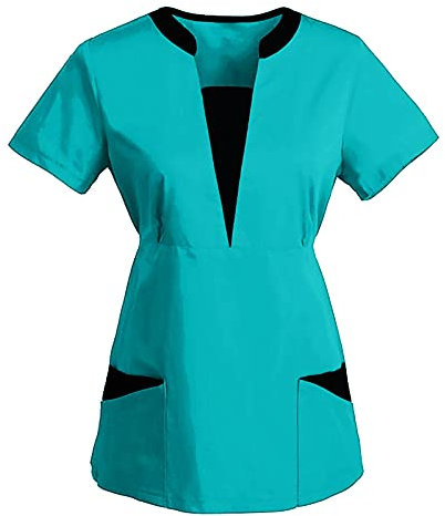 Luadnysin Kasacks Damen Pflege, Bluse Große Größen Mit Taschen Berufskleidung Uniformen Kurzarm Berufsbekleidung Bunt Medizinische Schlupfkasack Kostüm Arbeitskleidung Arbeitskittel