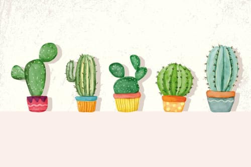 mrdeco Metall Schild 12x18cm gewölbt 5 Kakteen Blumentopf Kaktus Schild