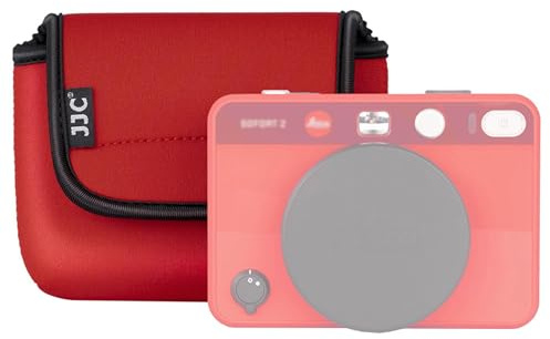JJC Kompakt Kameratasche Neopren mit Klettverschluss Kompatibel mit Leica Sofort 2 Sofortbildkamera, D-Lux7 Kodak WPZ2 Snapic A1, H35/H35N, Fuji X-Half Taschen Organizer, Rot