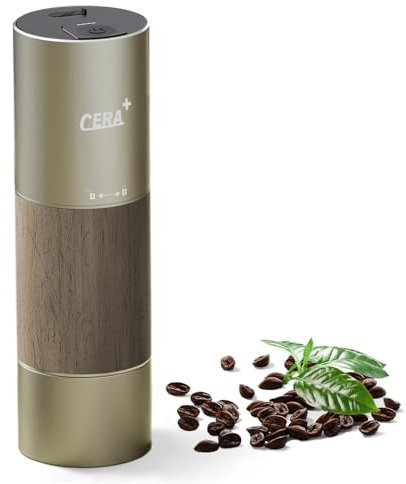 CERA+ Burr Molinillo de grano de café eléctrico, profesional Pequeños molinillos de café Espresso para uso doméstico de viaje,Oro
