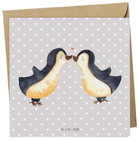 Mr. & Mrs. Panda Glückwunschkarte Pinguin Liebe - Geschenk, Klappkarte, doppelkarte, faltkarte, Geschenkidee, Vertraut, Hochzeit, anlasskarte, glücklich, Freundin, Grußkarte
