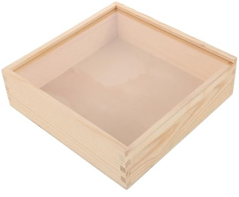 HOMOCONO Holzbox Mit Schiebedeckel Für Schmuckaufbewahrung Natürliche Aufbewahrungsbox Aus Holz Rustikale Box Für Ohrringe Anhänger Kettchen Und Transparenter Deckel Schützt Schmuck