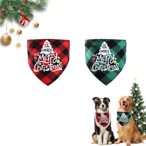 2 Stück Weihnachten Hundeschal Weihnachtshund Bandanas Frohe Weihnachten Muster Hund Schal Weihnachtsschal für Hund für die Weihnachtsdekoration von Katzen Hunden und Anderen Haustieren