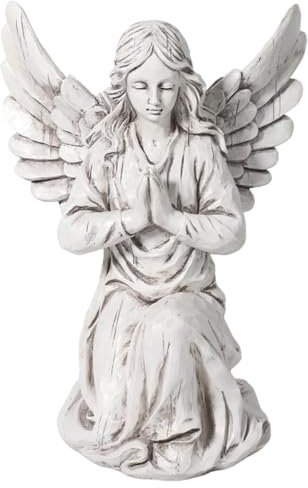 Angel Garden Sculpture | Statuetta angelo in resina | Elegante statua angelo di ispirazione nord europea | Ornamento da giardino spirituale | Statua angelica versatile per casa, prato, terrazza,