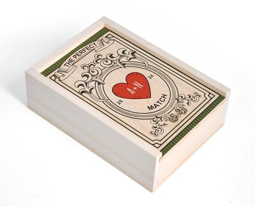 yesJRL Custom Wooden Matchbox for Couples, Personalized Large Matchbox for Women Men, Gift for Couples, Valentine's Day Gift For HIm Her