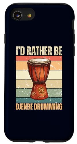 Coque pour iPhone SE (2020) / 7 / 8 I'd Rather Be Djembé Drumming Joueur de batterie rétro amusant