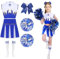 LGZIN Cheerleader Kostüm Kinder, Cheerleadering Outfit Mädchen, Cheer Kostüm Outfit mit Pompoms, Kopfschmuck und Socken, Cheerleading Uniform Kleid für Karneval Halloween Mottoparty