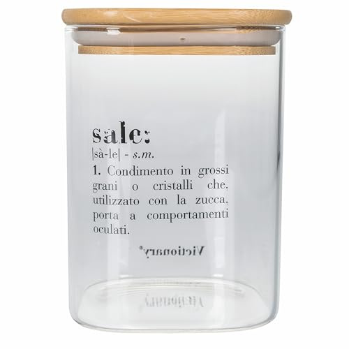 Villa d'Este Home Tivoli Barattolo sale 1 L in vetro, coperchio in bambù, Victionary