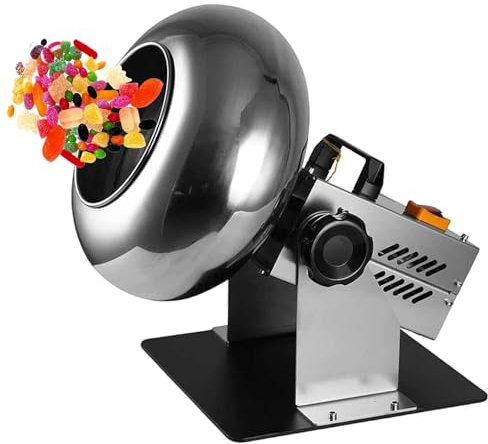 Sugar Ball Coating Drying Machine 200 W,with Stand and Hair Dryer,1-3 kg/Time,Electric Chocolate Sugar Coated Enrobing Device,Adjustment Angle (220V)