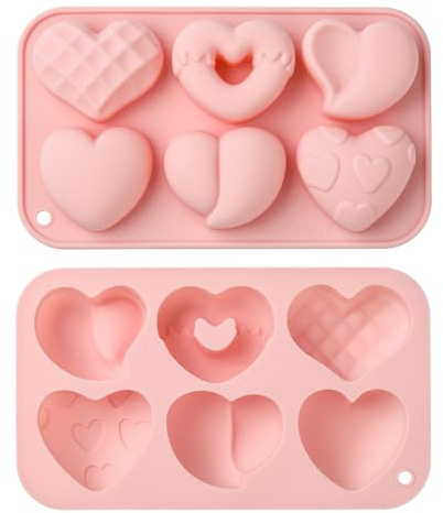 UR URLIFEHALL 2 Pcs Heart Shaped Silicone Moulds Love Heart Fondant Moulds for Chocolate Muffin Cupcake Soap Jelly Pudding Cookie Ice Cube