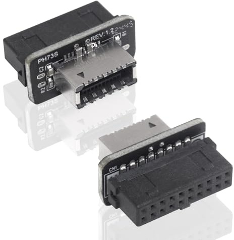 Duttek Adaptador de panel frontal USB 3.0 a USB 3.1 tipo E (paquete de 2) – USB 3.0 de 19 pines hembra a conector hembra de 20 pines tipo E 3.1, adaptador de panel frontal USB vertical para placa base