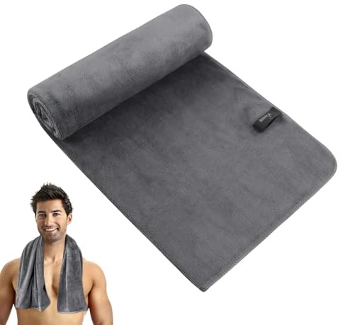VIVOTE Asciugamano in microfibra, morbido e assorbente, asciugamano sportivo ad asciugatura rapida, per palestra, da viaggio, asciugamano da bagno e spiaggia, 50 x 100 cm, grigio