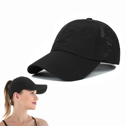 ATSNOSH Baseballkappe für Damen, Pferdeschwanz, Baseball, Sonnenhut, Golf-Hat, leicht, verstellbar, schnell trocknend, atmungsaktiv, UV-Schutz